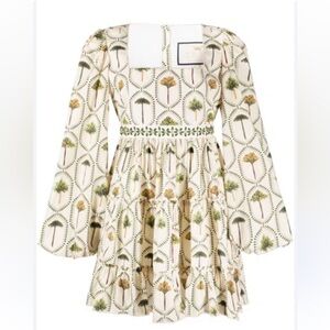 Agua by Agua Bendita Cream and Green Tree Print Dress